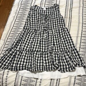 Altar'd State Black and White Gingham Tiered dress